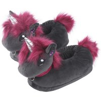 Corimori Süße Plüsch Hausschuhe Einhorn „Ruby“ Slipper Einheitsgr. 34-44 Unisex Pantoffeln Schwarz Pink