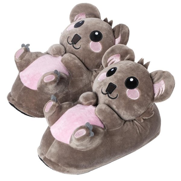 Corimori Süße Plüsch Hausschuhe (10+ Designs) Koala „Hugo“ Slipper Einheitsgröße 25-33,5 Unisex Pantoffeln Grau