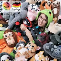 Corimori Süße Plüsch Hausschuhe (10+ Designs) Koala „Hugo“ Slipper Einheitsgröße 25-33,5 Unisex Pantoffeln Grau