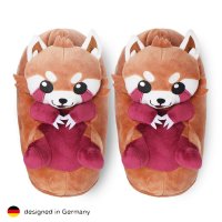 Corimori Süße Plüsch Hausschuhe (10+ Designs) Roter Panda „Ponva“ Slipper Einheitsgr. 34-44 Unisex Pantoffeln Rot Braun