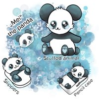 Corimori 1849 - „Mei“ der Panda Plüschtier Kuscheltier Stofftier, Kinder Baby Jungen Mädchen, 26cm, Blau Weiß Grau