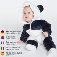 Corimori 1850 Mei der Panda Baby Neugeborenen Onesie Jumpsuit Strampler Anzug Kostüm Verkleidung (60-70 cm), Blau Weiß