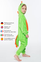 Corimori 1851 Byte der Dinosaurier Kinder Jungen Mädchen Onesie Jumpsuit Anzug Kostüm Verkleidung (Gr. 90-110 cm), Grün