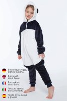 Corimori 1851 Mei der Panda Kinder Jungen Mädchen Onesie Jumpsuit Anzug Kostüm Verkleidung (Gr. 110-130 cm), Blau Weiß