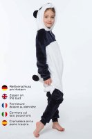 Corimori 1851 Mei der Panda Kinder Jungen Mädchen Onesie Jumpsuit Anzug Kostüm Verkleidung (Gr. 110-130 cm), Blau Weiß