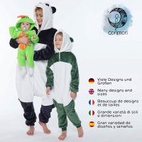 Corimori 1851 Mei der Panda Kinder Jungen Mädchen Onesie Jumpsuit Anzug Kostüm Verkleidung (Gr. 110-130 cm), Blau Weiß