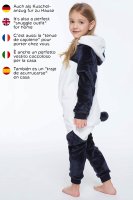 Corimori 1851 Mei der Panda Kinder Jungen Mädchen Onesie Jumpsuit Anzug Kostüm Verkleidung (Gr. 110-130 cm), Blau Weiß