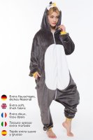 Corimori 1852 Pablo der Pinguin Damen Herren Onesie Jumpsuit Anzug Einteiler Kostüm Verkleidung Gr. 160 - 170cm, Schwarz