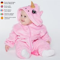Corimori 1850 Rose das Einhorn Baby Neugeborenen Onesie Jumpsuit Strampler Anzug Kostüm Verkleidung (70-90 cm), Rosa
