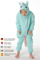 Corimori 1851 Jade das Einhorn Kinder Jungen Mädchen Onesie Jumpsuit Anzug Kostüm Verkleidung (Gr. 130-150 cm), Türkis