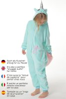 Corimori 1851 Jade das Einhorn Kinder Jungen Mädchen Onesie Jumpsuit Anzug Kostüm Verkleidung (Gr. 130-150 cm), Türkis