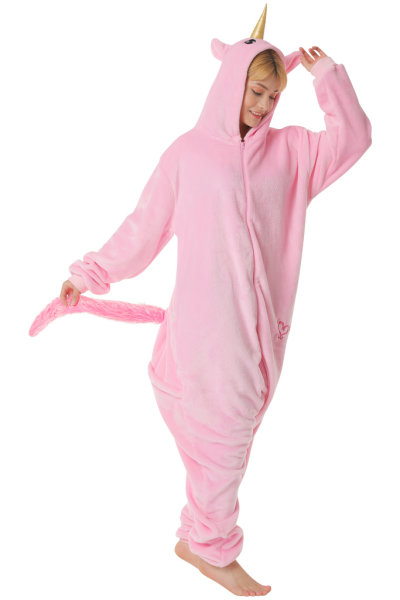 Corimori 1852 Rose das Einhorn Damen Herren Onesie Jumpsuit Anzug Einteiler Kostüm Verkleidung Gr. 150 - 160cm, Rosa