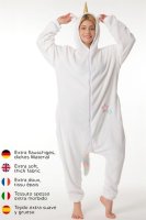 Corimori 1852 Mia das Einhorn Damen Herren Onesie Jumpsuit Anzug Einteiler Kostüm Verkleidung Gr. 160 - 170cm, Weiß