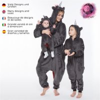 Corimori 1851 Ruby Punk-Einhorn Kinder Jungen Mädchen Onesie Jumpsuit Anzug Kostüm Verkleidung (Gr. 90-110cm) Schwarz