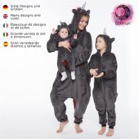 Corimori 1851 Ruby Punk-Einhorn Kinder Jungen Mädchen Onesie Jumpsuit Anzug Kostüm Verkleidung (Gr. 110-130cm) Schwarz