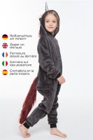 Corimori 1851 Ruby Punk-Einhorn Kinder Jungen Mädchen Onesie Jumpsuit Anzug Kostüm Verkleidung (Gr. 110-130cm) Schwarz
