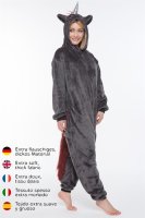 Corimori 1852 Ruby Punk-Einhorn Damen Herren Onesie Jumpsuit Anzug Einteiler Kostüm Verkleidung Gr. 180 - 190cm, Schwarz