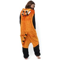 Katara 1744 -  Roter Panda orange/schwarz M (155-165cm), Jumpsuit, Onesie, Karneval, Overall, Party, Karnevals-Kostüm, Verkleidung zum Fasching, Schlafanzug, Hausanzug, Jogginganzug, Cosplay, Tierkostüm für Erwachsene