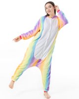 Katara 1744 -  Einhorn Regenbogen M (155-165cm), Jumpsuit, Onesie, Karneval, Overall, Party, Karnevals-Kostüm, Verkleidung zum Fasching, Schlafanzug, Hausanzug, Jogginganzug, Cosplay, Tierkostüm für Erwachsene