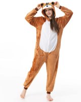 Katara 1744 -  Streifenhörnchen Braun XL (175-185cm), Jumpsuit, Onesie, Karneval, Overall, Party, Karnevals-Kostüm, Verkleidung zum Fasching, Schlafanzug, Hausanzug, Jogginganzug, Cosplay, Tierkostüm für Erwachsene
