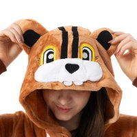 Katara 1744 -  Streifenhörnchen Braun XL (175-185cm), Jumpsuit, Onesie, Karneval, Overall, Party, Karnevals-Kostüm, Verkleidung zum Fasching, Schlafanzug, Hausanzug, Jogginganzug, Cosplay, Tierkostüm für Erwachsene