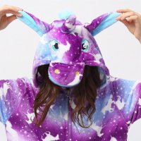 Katara 1744 -  Einhorn Lila-Blau M (155-165cm), Jumpsuit, Onesie, Karneval, Overall, Party, Karnevals-Kostüm, Verkleidung zum Fasching, Schlafanzug, Hausanzug, Jogginganzug, Cosplay, Tierkostüm für Erwachsene