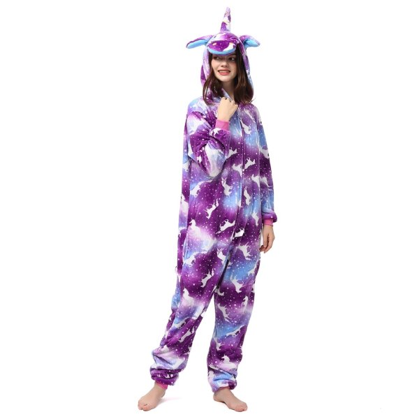 Katara 1744 -  Einhorn Lila-Blau XL (175-185cm), Jumpsuit, Onesie, Karneval, Overall, Party, Karnevals-Kostüm, Verkleidung zum Fasching, Schlafanzug, Hausanzug, Jogginganzug, Cosplay, Tierkostüm für Erwachsene