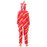 Katara 1744 -  Einhorn Pink/Gelb Sterne XL (175-185cm), Jumpsuit, Onesie, Karneval, Overall, Party, Karnevals-Kostüm, Verkleidung zum Fasching, Schlafanzug, Hausanzug, Jogginganzug, Cosplay, Tierkostüm für Erwachsene