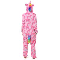 Katara 1744 -  Einhorn Pink/Rosa Sterne M (155-165cm), Jumpsuit, Onesie, Karneval, Overall, Party, Karnevals-Kostüm, Verkleidung zum Fasching, Schlafanzug, Hausanzug, Jogginganzug, Cosplay, Tierkostüm für Erwachsene