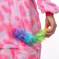 Katara 1744 -  Einhorn Pink/Rosa Sterne M (155-165cm), Jumpsuit, Onesie, Karneval, Overall, Party, Karnevals-Kostüm, Verkleidung zum Fasching, Schlafanzug, Hausanzug, Jogginganzug, Cosplay, Tierkostüm für Erwachsene
