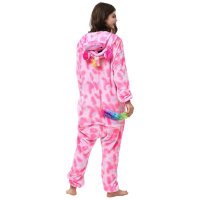 Katara 1744 -  Einhorn Pink/Rosa Sterne XL (175-185cm), Jumpsuit, Onesie, Karneval, Overall, Party, Karnevals-Kostüm, Verkleidung zum Fasching, Schlafanzug, Hausanzug, Jogginganzug, Cosplay, Tierkostüm für Erwachsene