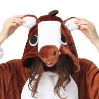 Katara 1744 -  Pferd braun M (155-165cm), Jumpsuit, Onesie, Karneval, Overall, Party, Karnevals-Kostüm, Verkleidung zum Fasching, Schlafanzug, Hausanzug, Jogginganzug, Cosplay, Tierkostüm für Erwachsene