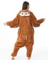 Katara 1744 -  Eule braun M (155-165cm), Jumpsuit, Onesie, Karneval, Overall, Party, Karnevals-Kostüm, Verkleidung zum Fasching, Schlafanzug, Hausanzug, Jogginganzug, Cosplay, Tierkostüm für Erwachsene