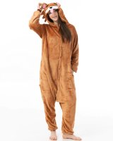 Katara 1744 -  Bär Braun Fleece XL (175-185cm), Jumpsuit, Onesie, Karneval, Overall, Party, Karnevals-Kostüm, Verkleidung zum Fasching, Schlafanzug, Hausanzug, Jogginganzug, Cosplay, Tierkostüm für Erwachsene