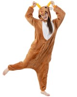Katara 1744 -  Rentier Braun M (155-165cm), Jumpsuit, Onesie, Karneval, Overall, Party, Karnevals-Kostüm, Verkleidung zum Fasching, Schlafanzug, Hausanzug, Jogginganzug, Cosplay, Tierkostüm für Erwachsene