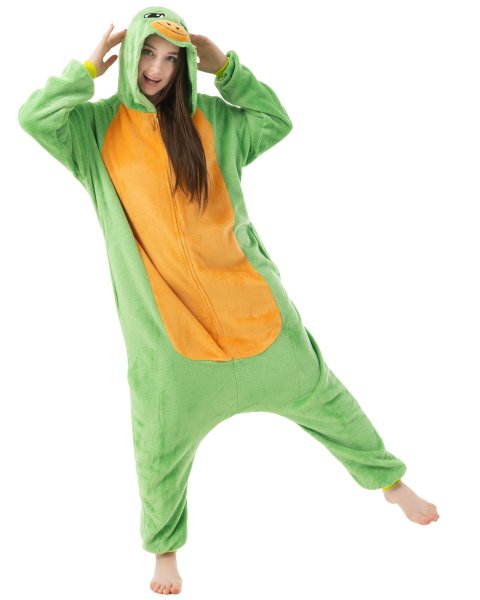 Katara 1744 -  Schildkröte grün/orange L (165-175cm), Jumpsuit, Onesie, Karneval, Overall, Party, Karnevals-Kostüm, Verkleidung zum Fasching, Schlafanzug, Hausanzug, Jogginganzug, Cosplay, Tierkostüm für Erwachsene