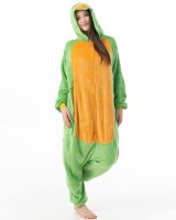 Katara 1744 -  Schildkröte grün/orange L (165-175cm), Jumpsuit, Onesie, Karneval, Overall, Party, Karnevals-Kostüm, Verkleidung zum Fasching, Schlafanzug, Hausanzug, Jogginganzug, Cosplay, Tierkostüm für Erwachsene