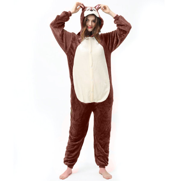 Katara 1744 -  Eichhörnchen Braunrot L (165-175cm), Jumpsuit, Onesie, Karneval, Overall, Party, Karnevals-Kostüm, Verkleidung zum Fasching, Schlafanzug, Hausanzug, Jogginganzug, Cosplay, Tierkostüm für Erwachsene