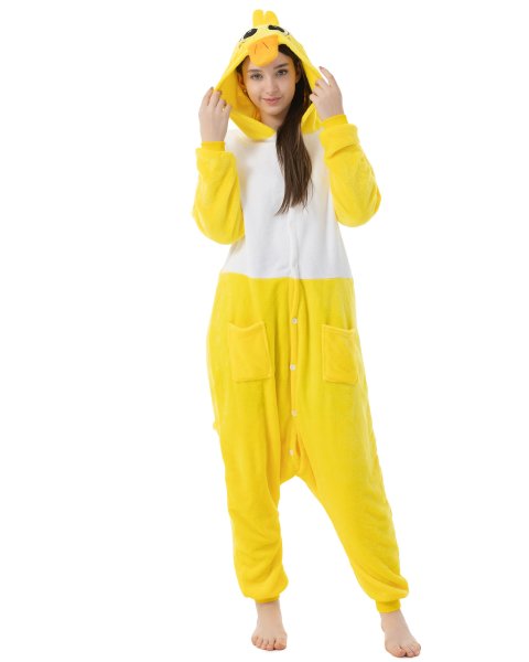Katara 1744 -  Ente Gelb M (155-165cm), Jumpsuit, Onesie, Karneval, Overall, Party, Karnevals-Kostüm, Verkleidung zum Fasching, Schlafanzug, Hausanzug, Jogginganzug, Cosplay, Tierkostüm für Erwachsene