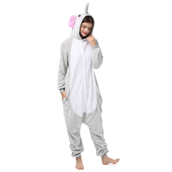 Katara 1744 -  Elefant Grau M (155-165cm), Jumpsuit, Onesie, Karneval, Overall, Party, Karnevals-Kostüm, Verkleidung zum Fasching, Schlafanzug, Hausanzug, Jogginganzug, Cosplay, Tierkostüm für Erwachsene