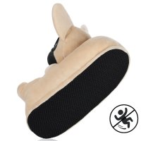 Corimori Süße Plüsch Hausschuhe (10+ Designs) Frenchie „Zorro“ Slipper Einheitsgröße 34-44 Unisex Pantoffeln Beige Schwarz