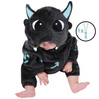 Corimori (viele Designs) Baby Onesie Spark der Drache Süßes Tier Plüsch-Kostüm Strampler Schwarz Hell-blau (70-90 cm)