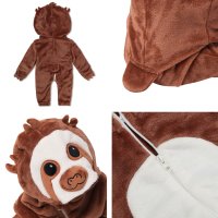 Corimori (viele Designs) Baby Onesie Henry das Faultier Süßes Tier Plüsch-Kostüm Strampler Dunkel-Braun Beige (70-90 cm)