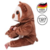 Corimori (viele Designs) Baby Onesie Henry das Faultier Süßes Tier Plüsch-Kostüm Strampler Dunkel-Braun Beige (70-90 cm)