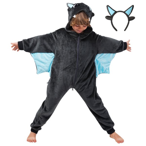 Corimori (viele Designs) Spark der Drache Kinder Onesie Jumpsuit Kostüm, Jungen & Mädchen (Gr. 130-150cm) Grau