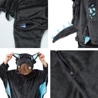 Corimori (viele Designs) Spark der Drache Kinder Onesie Jumpsuit Kostüm, Jungen & Mädchen (Gr. 130-150cm) Grau