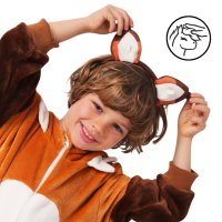 Corimori (viele Designs) Faye der Fuchs Kinder Onesie Jumpsuit Kostüm, Jungen & Mädchen (Gr. 90-110cm) Orange-Braun