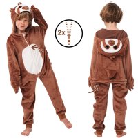 Corimori (viele Designs) Henry das Faultier Kinder Onesie Jumpsuit Kostüm, Jungen & Mädchen (Gr. 110-130cm) Braun-Creme