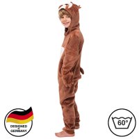 Corimori (viele Designs) Henry das Faultier Kinder Onesie Jumpsuit Kostüm, Jungen & Mädchen (Gr. 110-130cm) Braun-Creme