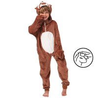 Corimori (viele Designs) Henry das Faultier Kinder Onesie Jumpsuit Kostüm, Jungen & Mädchen (Gr. 130-150cm) Braun-Creme